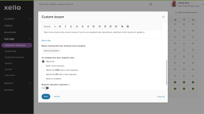 Educator account in Xello. The modal to add custom tasks is open. A custom lesson about updating a resume is being created. To complete the task, students must attach a file. 